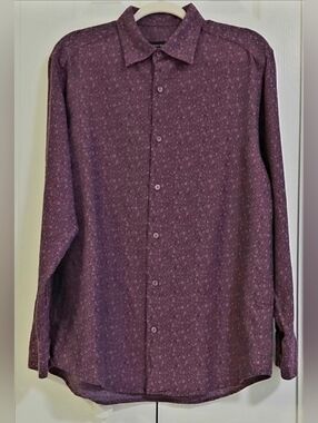 Jhane Barnes Shirt, Size Large, Silk Blend, Buttondown, Bubbles, Purple